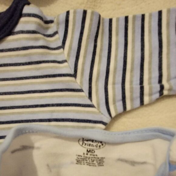 Luvable Friends Unisex Baby Blue Cotton Sleep & Play Bodysuit Size 3-6M Lot Of 3 - Picture 8 of 8